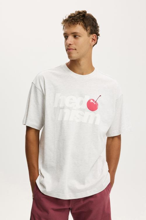 Box Fit Graphic T-shirt - White Marle/Hedonism