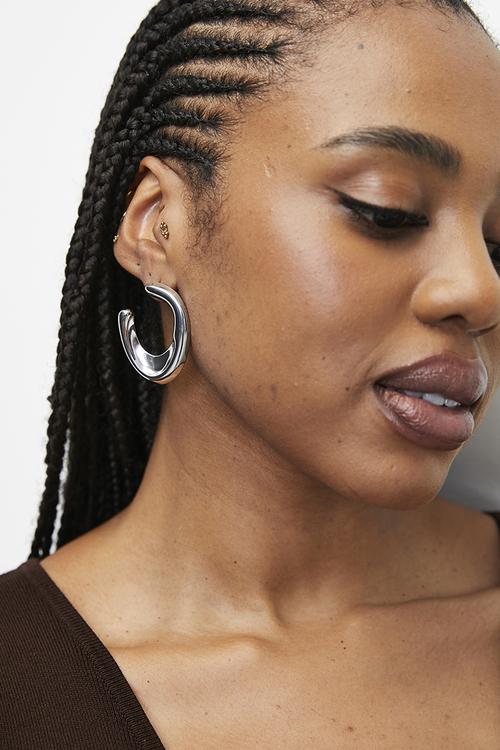 Coralie studded hoop earrings - silver
