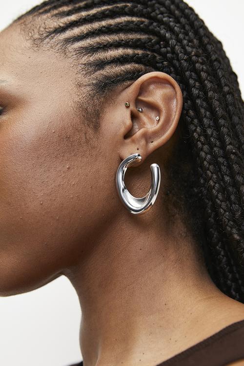 Coralie studded hoop earrings - silver