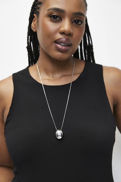Dominique low hanging sphere pendant necklace - silver