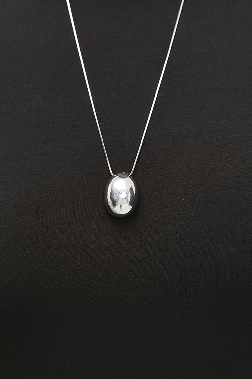 Dominique low hanging sphere pendant necklace - silver