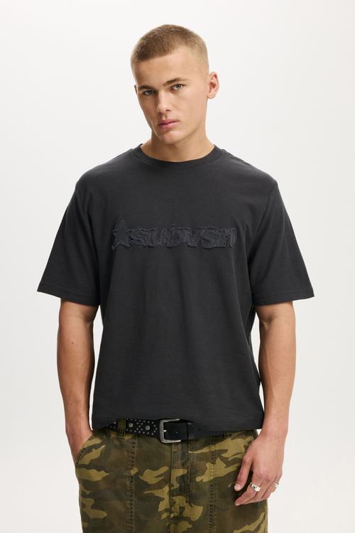 Cropped Fit Graphic T-shirt - Washed Black/Subvsn
