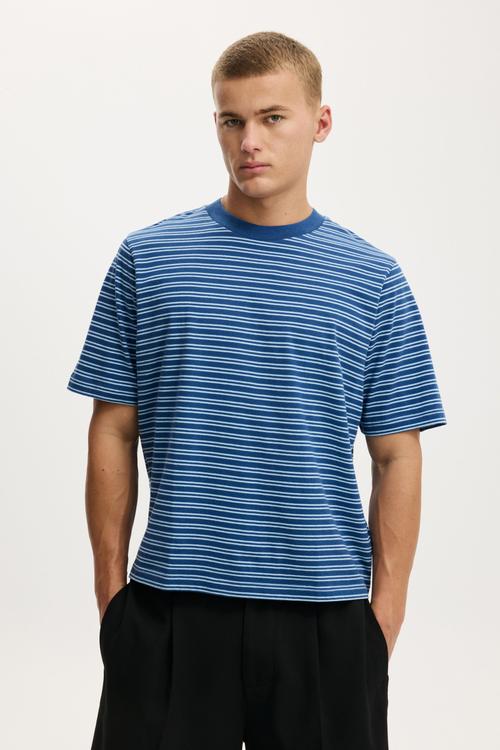 Cropped Fit T-shirt - Cobalt/Pearl Blue Stripe