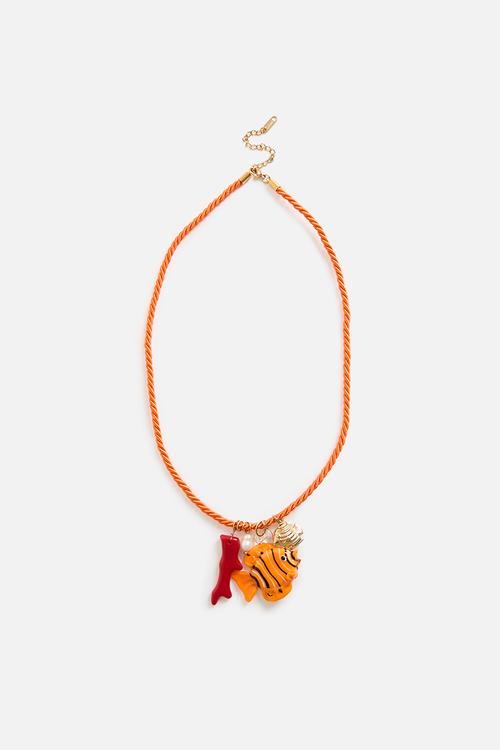 Dayra fish charm rope necklace-orange