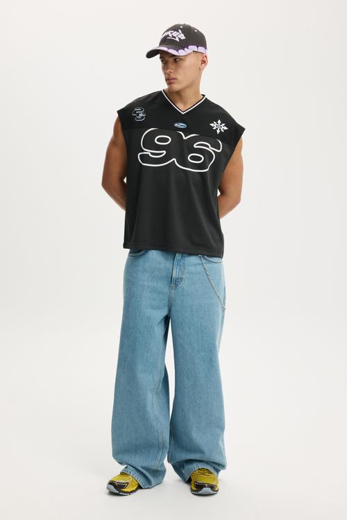 Football Muscle Jersey - Washed Black/Ninetysix