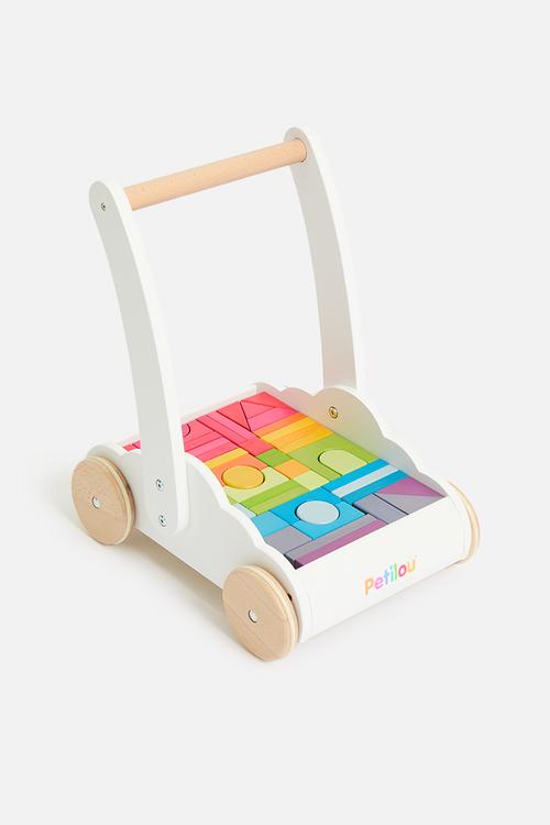 Rainbow Baby Walker & Wooden Blocks - multi