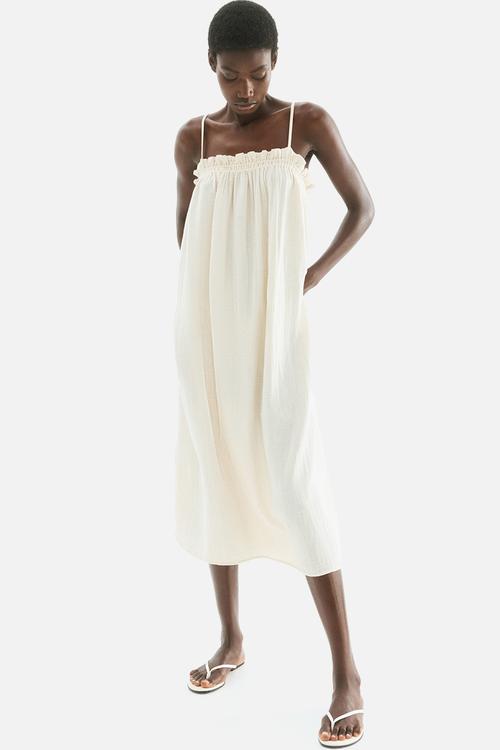 Strappy muslin dress - light beige