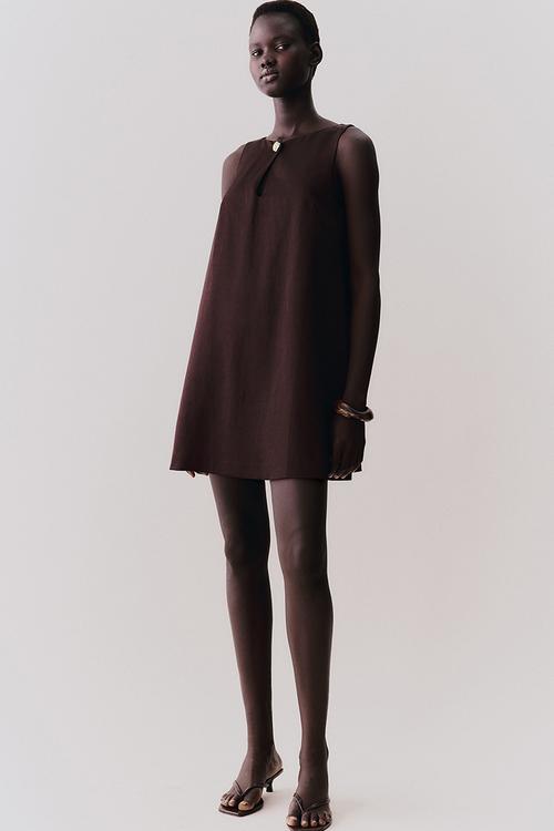 A-line dress - dark brown