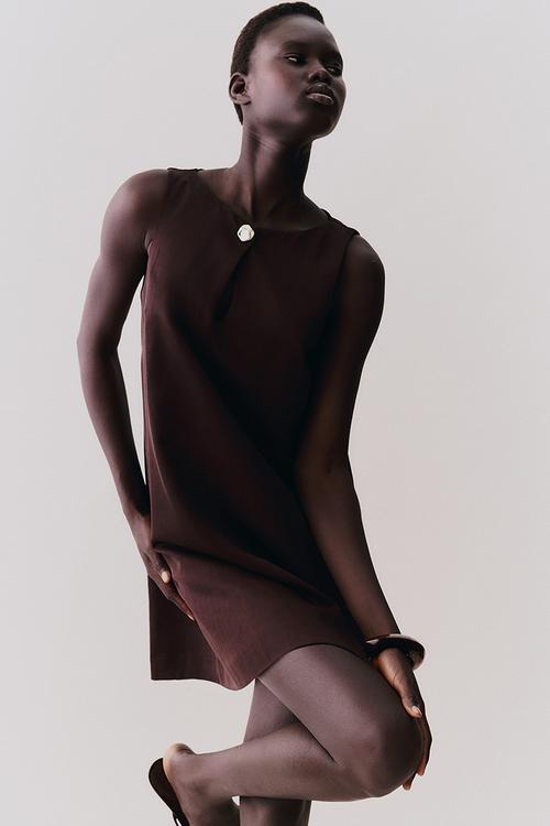 A-line dress - dark brown