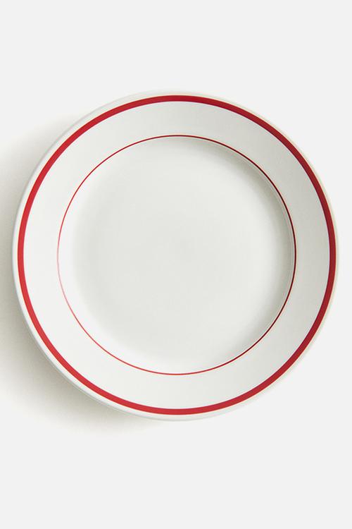 Porcelain mid plate - white/red