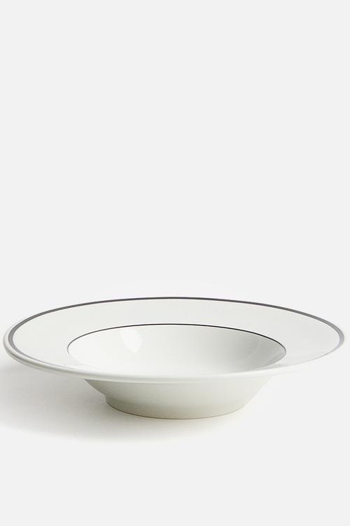Porcelain deep plate - white/black