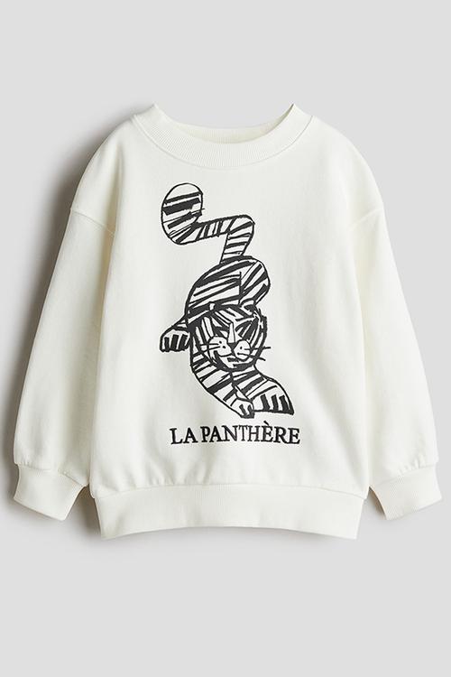 Printed crew-neck sweatshirt - white la panthère