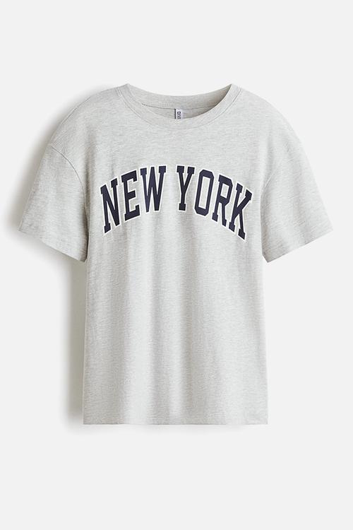 Loose-fit t-shirt - light grey marl new york