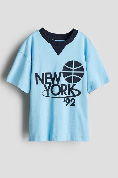 Cotton jersey T-shirt - blue new york