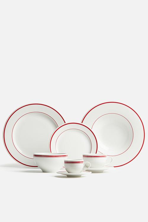 Espresso cup and saucer - white/red