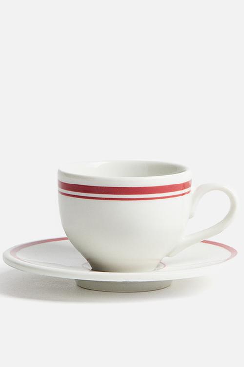 Espresso cup and saucer - white/red