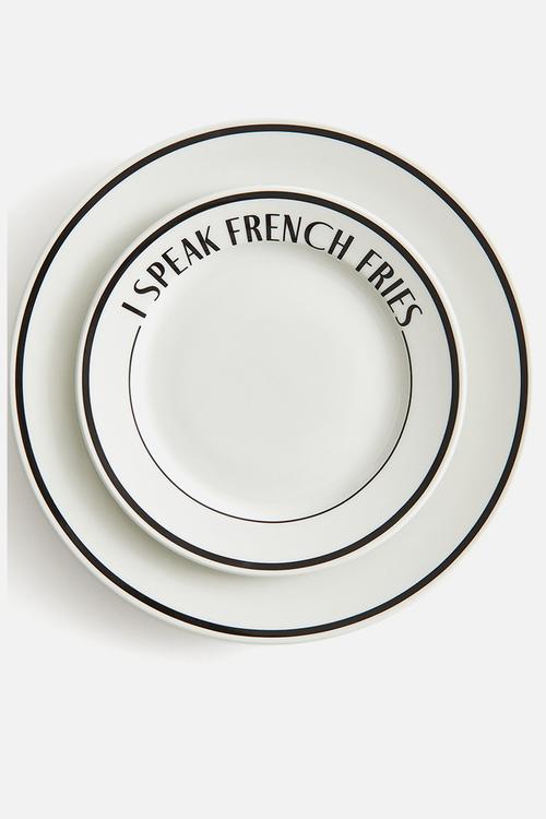 Porcelain mid plate - white/french fries
