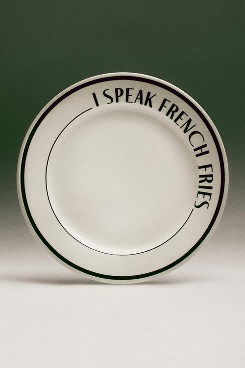 Porcelain mid plate - white/french fries