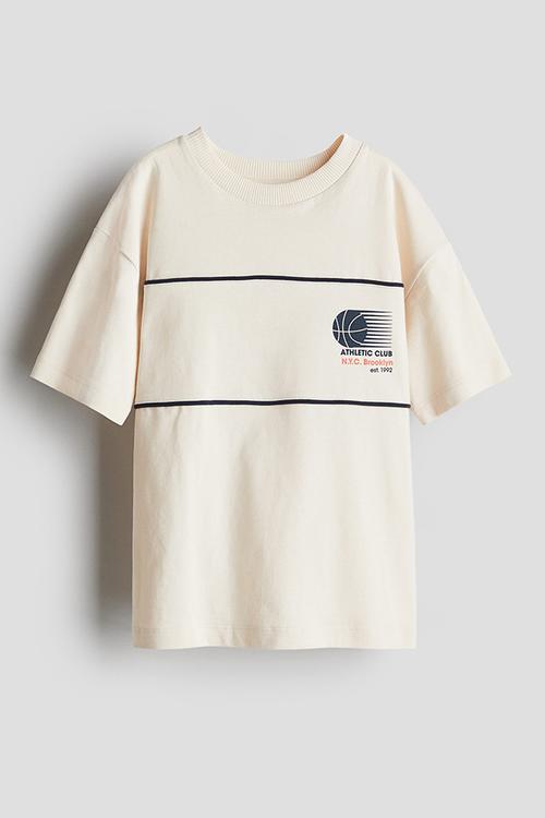 Cotton jersey T-shirt - cream basketball