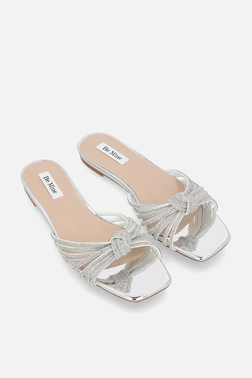 Vibez slide sandal - silver patent