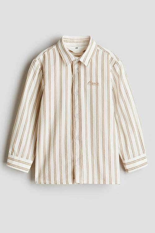 Cotton poplin shirt - cream striped