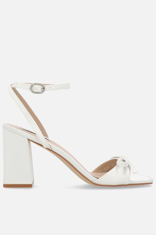 Fern block ankle strap heel - ivory satin