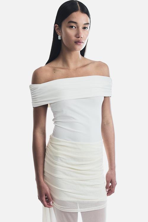 Draped off-the-shoulder top - cream