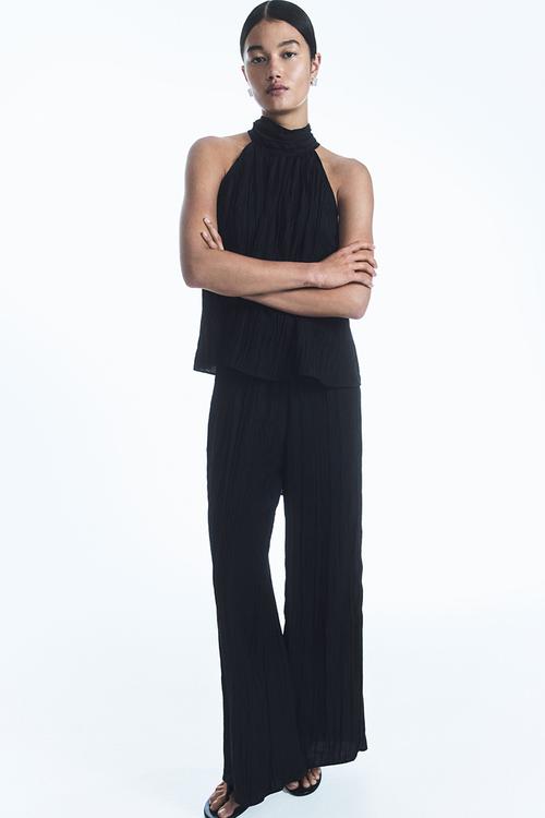Crinkled trousers - black