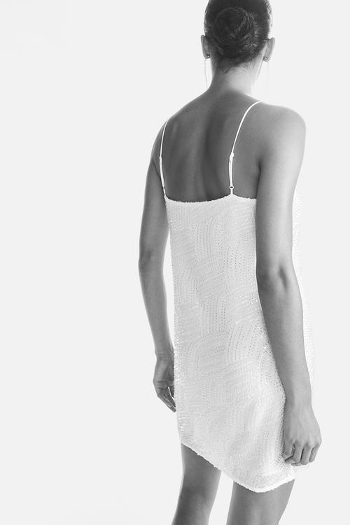 Embellished strappy dress - white