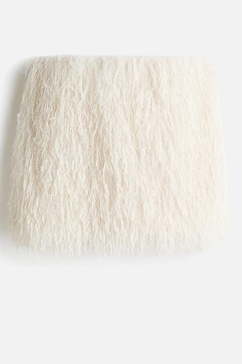 Fringed mini skirt - cream