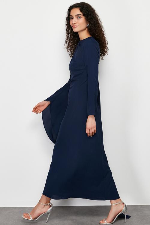 Maxi A line L/S Woven Dress - Navy