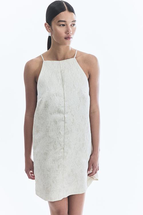 Textured mini dress - light beige