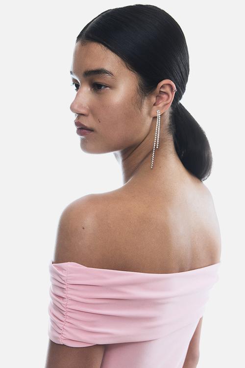 Draped off-the-shoulder top - light pink