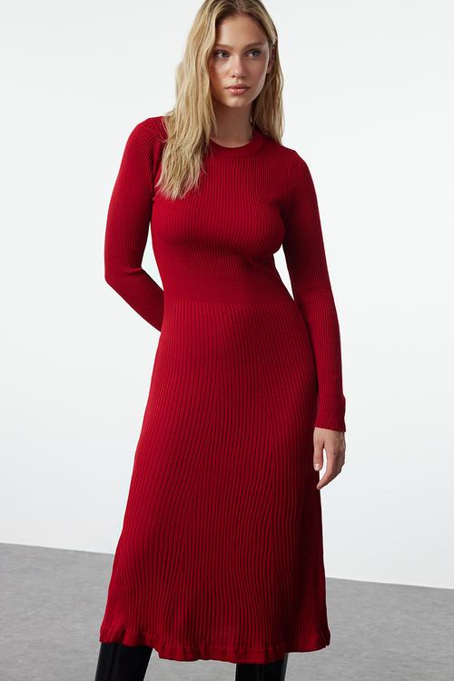 Midi Knit Dress - Red