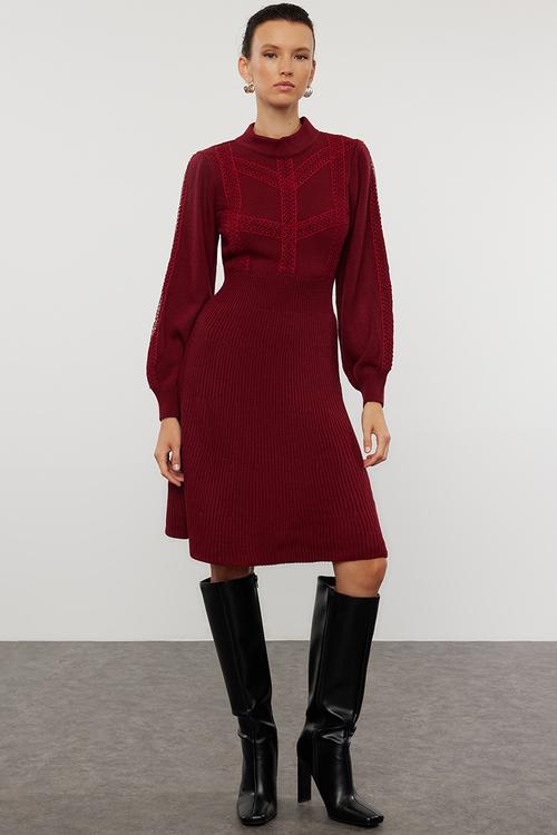 Midi Knit Dress - Burgundy