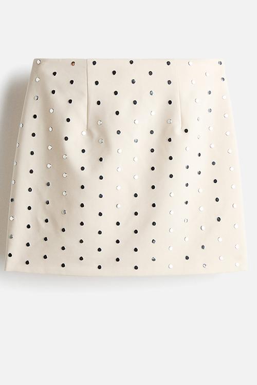 Studded mini skirt - cream