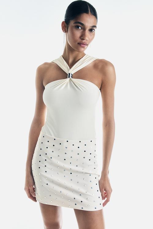 Studded mini skirt - cream