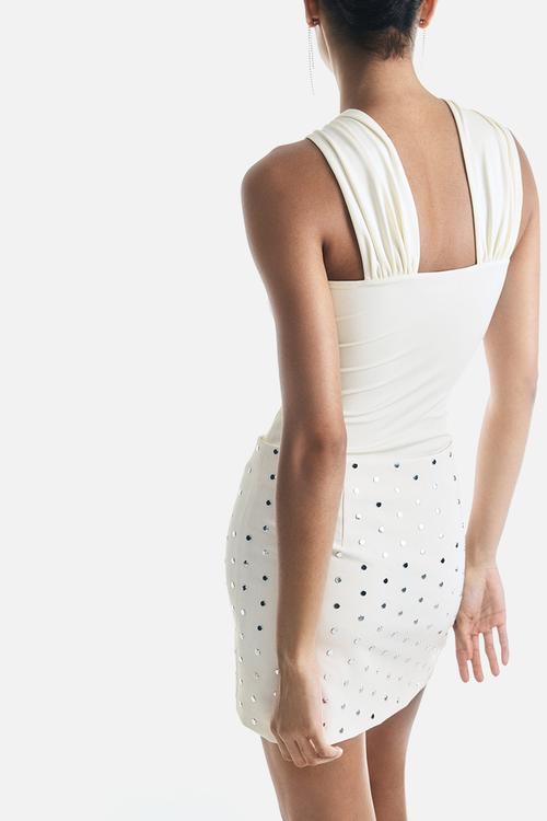Studded mini skirt - cream