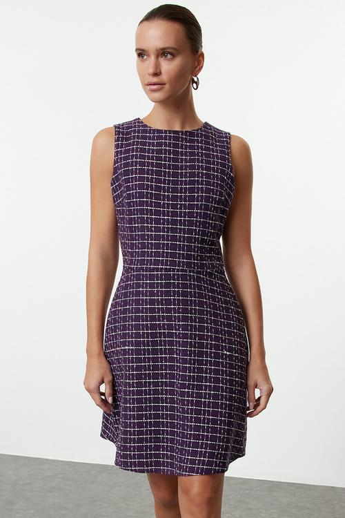 Midi Woven Dress - Floral Purple