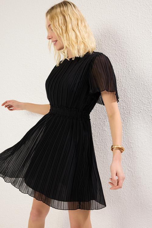 Mini Aline Woven S/Slv  Dress - Black