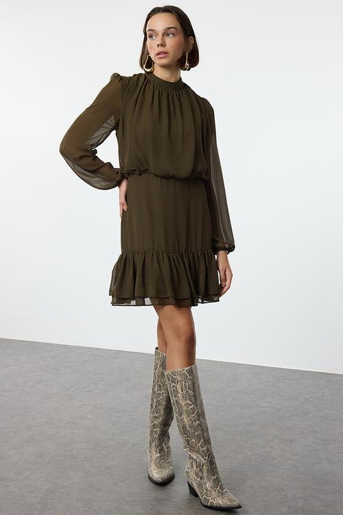 Mini Aline Woven Dress - Khaki