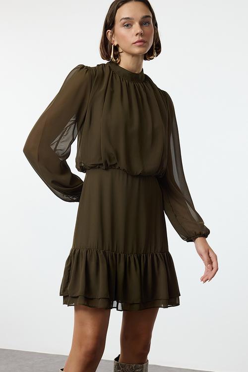 Mini Aline Woven Dress - Khaki