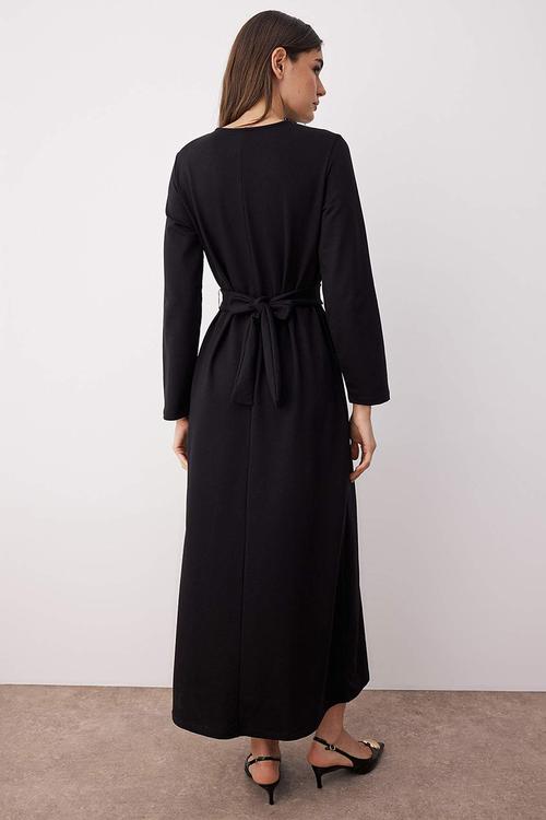 Maxi A line Knit Dress - Black