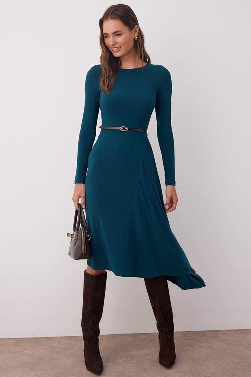 Midi Aline knit Dress - Emerald Green