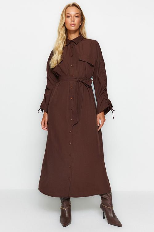 Maxi Woven Dress - Brown