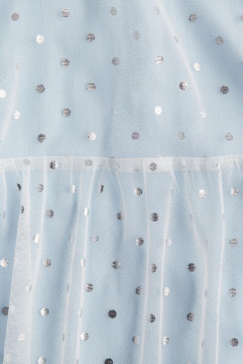 Foil-print tulle dress - light blue/spotted 