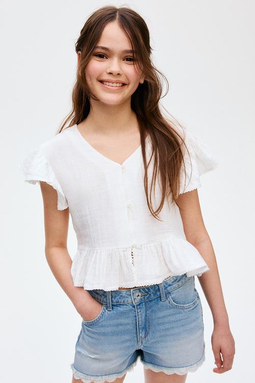 Cotton muslin blouse - white