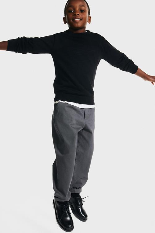 Loose-fit tapered twill chinos - grey