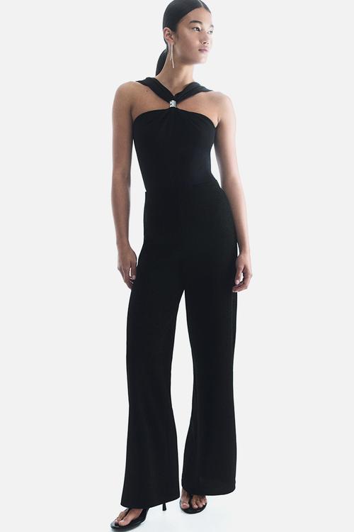 Wide glittery trousers - black/glittery