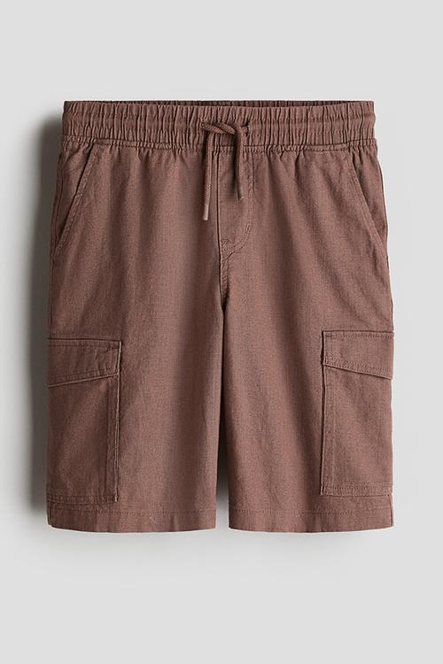 Linen-blend cargo shorts - brown